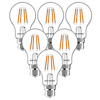 paul russells LED Filament Dimmable GLS Bulb, BC B22, 12W 1521 Lumens, 100w Equivalent, 2700K Warm White, Pack of 6