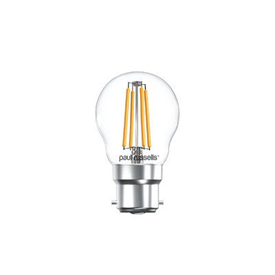 paul russells LED Filament Dimmable Golf Bulb, BC B22, 4.5W 470 Lumens, 40w Equivalent, 2700K Warm White