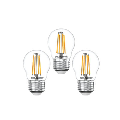 paul russells LED Filament Dimmable Golf Bulb, ES E27, 4.5W 470 Lumens, 40w Equivalent, 2700K Warm White, Pack of 3