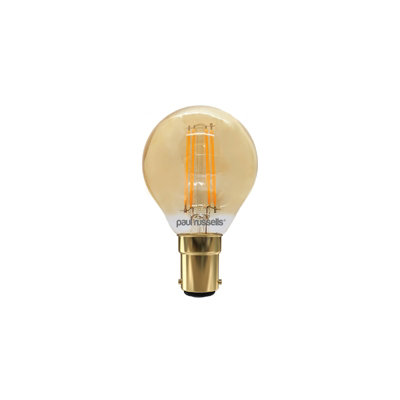 paul russells LED Filament Dimmable Golf Bulb, SBC B15, 4.5W 423 Lumens, 40w Equivalent, 2200K Extra Warm White