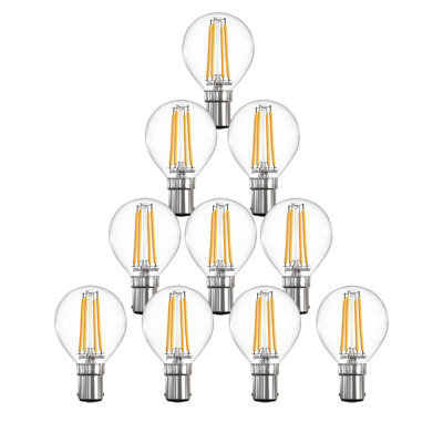 paul russells LED Filament Dimmable Golf Bulb, SBC B15, 4.5W 470 Lumens, 40w Equivalent, 2700K Warm White, Pack of 10
