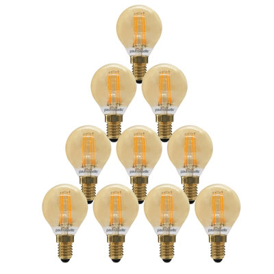 paul russells LED Filament Dimmable Golf Bulb, SES E14, 4.5W 423 Lumens, 40w Equivalent, 2200K Extra Warm White, Pack of 10