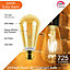 paul russells LED Filament Dimmable ST64 Bulb, BC B22, 7W 725 Lumens, 60w Equivalent, 2200K Extra Warm White Amber, Pack of 3