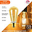 paul russells LED Filament Dimmable ST64 Bulb, ES E27, 7W 725 Lumens, 60w Equivalent, 2200K Extra Warm White Amber, Pack of 6