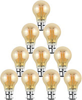 paul russells LED Filament GLS Bulb, 6.5W 650 Lumens, 50w Equivalent, 2200K Extra Warm White Amber, Pack of 10