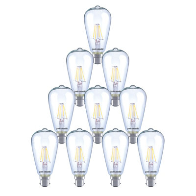 paul russells LED Filament ST64 Bulb, 4W 470 Lumens, 40w Equivalent, 2700K Warm White, Pack of 10