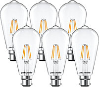 paul russells LED Filament ST64 Bulb, 4W 470 Lumens, 40w Equivalent, 2700K Warm White, Pack of 6