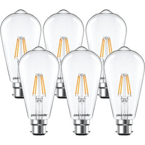 paul russells LED Filament ST64 Bulb, 4W 470 Lumens, 40w Equivalent, 2700K Warm White, Pack of 6