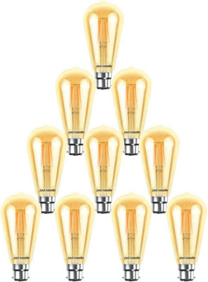 paul russells LED Filament ST64 Bulbs, 4.5W 400 Lumens, 35w Equivalent, 2200K Amber, Pack of 10