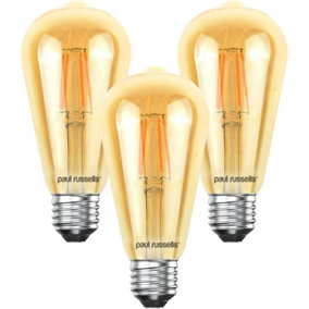 paul russells LED Filament ST64 Bulbs, 4.5W 400 Lumens, 35w Equivalent, 2200K Amber, Pack of 3