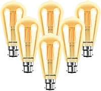 paul russells LED Filament ST64 Bulbs, 4.5W 400 Lumens, 35w Equivalent, 2200K Amber, Pack of 6