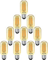 paul russells LED Filament T45 Bulb, 4W 380 Lumens, 35w Equivalent, 2200K Amber, Pack of 10