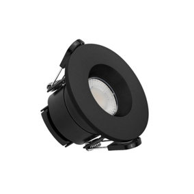 paul russells LED Fire Rated Downlights, Black Bezel, 6W 550 Lumens, IP65, CCT3 3000K Warm-4000K Cool-6500K Day Light, Pack of 1