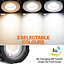 paul russells LED Fire Rated Downlights, Brush Nickel Bezel, 6W 550 Lumens, IP65, CCT3 3000K 4000K 6500K, Pack of 6