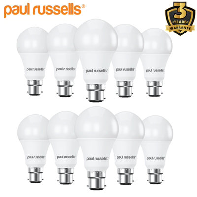 paul russells LED GLS Dimmable Bulb Bayonet Cap BC B22, 14W 1521Lumens 100w Equivalent, 2700K Warm White Light Bulbs, Pack of 10