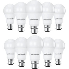 paul russells LED GLS Dimmable Bulb Bayonet Cap BC B22, 14W 1521Lumens 100w Equivalent, 4000K Cool/Natural White, Pack of 10