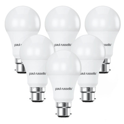 paul russells LED GLS Dimmable Bulb Bayonet Cap BC B22, 14W 1521Lumens 100w Equivalent, 4000K Cool/Natural White, Pack of 6