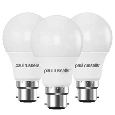 paul russells LED GLS Dimmable Bulb Bayonet Cap BC B22, 8.5W 806Lumens 60w Equivalent, 2700K Warm White Light Bulbs, Pack of 3