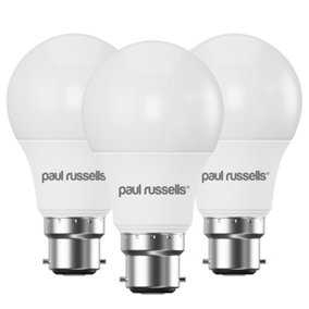 paul russells LED GLS Dimmable Bulb Bayonet Cap BC B22, 8.5W 806Lumens 60w Equivalent, 4000K Cool/Natural White Light, Pack of 3