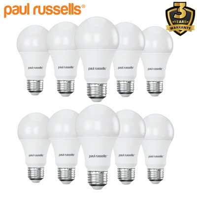 paul russells LED GLS Dimmable Bulb Edison Screw ES E27, 14W 1521 Lumens 100w Equivalent, 2700K Warm White Light, Pack of 10