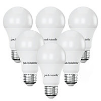 paul russells LED GLS Dimmable Bulb Edison Screw ES E27, 14W 1521Lumens 100w Equivalent, 4000K Cool White Light, Pack of 6