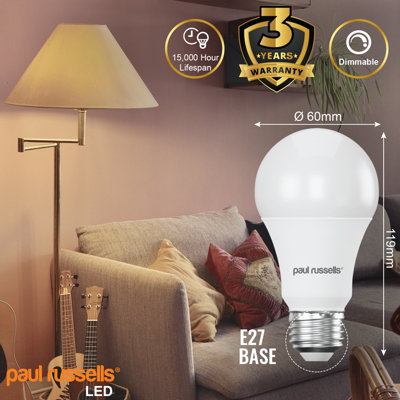 paul russells LED GLS Dimmable Bulb Edison Screw ES E27, 14W 1521Lumens ...