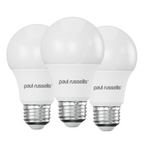 paul russells LED GLS Dimmable Bulb Edison Screw ES E27, 8.5W 806 Lumens 60w Equivalent, 6500K Day Light Bulbs, Pack of 3