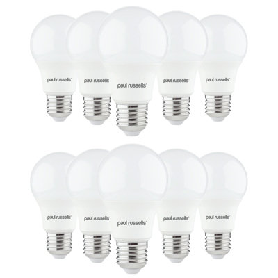 paul russells LED GLS Globe Bulb Edison Screw ES E27, 4.9W 470 Lumens, 40w Equivalent, 2700K Warm White Light, Pack of 10