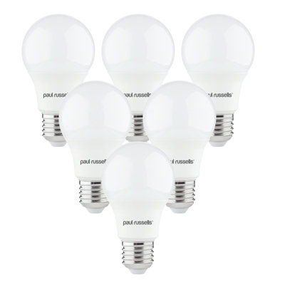 paul russells LED GLS Globe Bulb Edison Screw ES E27, 4.9W 470 Lumens, 40w Equivalent, 6500K Day Light, Pack of 6