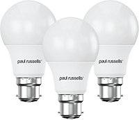 paul russells LED GLS Light Bulbs Bayonet Cap B22 BC Cap, 60w Equivalent, 8W 806LM LED Bulbs, 6500K Day Light Bulb, Pack of 3