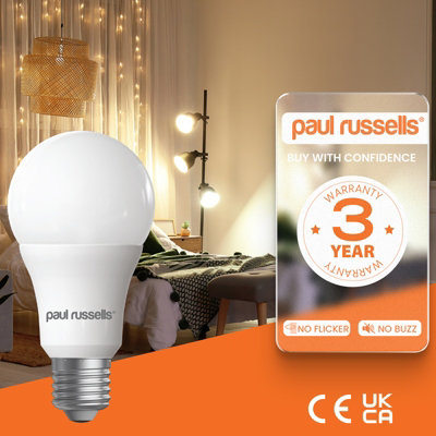 paul russells LED GLS Light Bulbs Edison Screw E27 ES Cap, 100w Equivalent, 13W 1521LM LED Bulbs, 2700K Warm White, Pack of 3