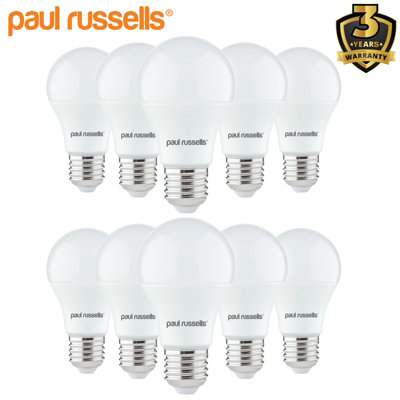 paul russells LED GLS Light Bulbs Edison Screw E27 ES Cap, 60w Equivalent, 8W 806LM LED Bulbs, 6500K Day Light Bulb, Pack of 10