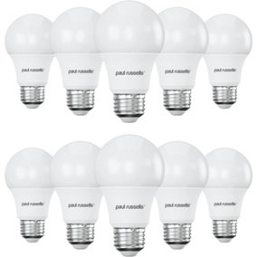 paul russells LED GLS Light Bulbs Edison Screw E27 ES Cap, 60w Equivalent, 9W 806LM LED Bulbs, 6500K Day Light Bulb, Pack of 10