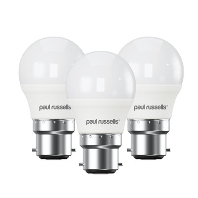 paul russells LED Golf Dimmable Bulb Bayonet Cap BC B22, 5.5W 470Lumens G45, 40w Equivalent, 4000K Cool/Natural White, Pack of 3