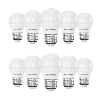 paul russells LED Golf Dimmable Bulb Edison Screw ES E27, 5.5W 470Lumens G45, 40w Equivalent, 6500K Day Light, Pack of 10