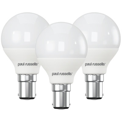 paul russells LED Golf Dimmable Bulb Small Bayonet Cap SBC B15, 5.5W 470Lumens G45, 40w Equivalent, 6500K Day Light, Pack of 3
