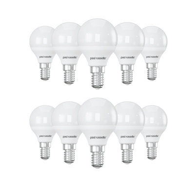 paul russells LED Golf Dimmable Bulb Small Edison Screw SES E14, 5.5W 470Lumens G45, 40w Equivalent, 6500K Day Light, Pack of 10