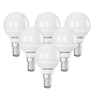paul russells LED Golf Dimmable Bulb Small Edison Screw SES E14, 5.5W 470Lumens G45, 40w Equivalent, 6500K Day Light, Pack of 6