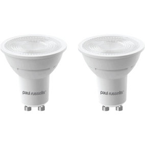 paul russells LED GU10 Dimmable Bulb, 4.5W 345 Lumens, 50w Equivalent, 2700K Warm White, Ceiling Spotlights, Pack of 2