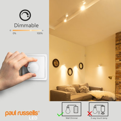 paul russells LED GU10 Dimmable Bulb, 4.5W 345 Lumens, 50w Equivalent, 2700K Warm White,Ceiling Spotlights, Pack of 6