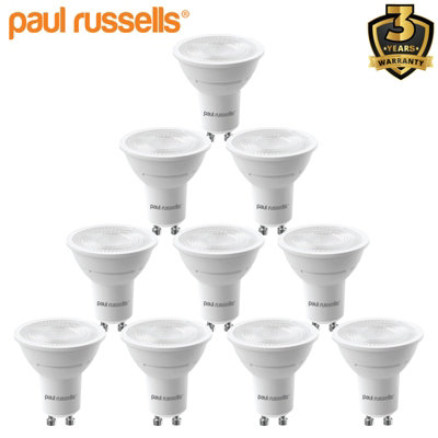 paul russells LED GU10 Dimmable Bulb, 4.5W 345 Lumens, 50w Equivalent, 4000K Cool/Natural White, Ceiling Spotlights, Pack of 10