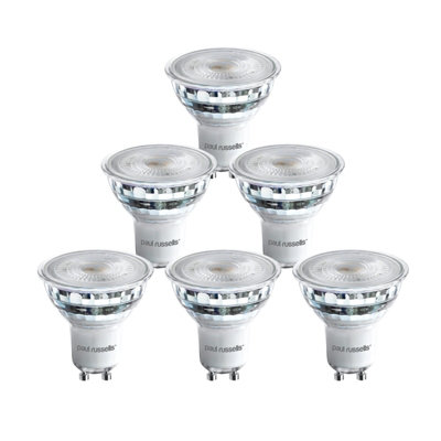 paul russells LED GU10 Dimmable Bulb, 4.5W 345 Lumens, 50w Equivalent, 4000K Cool/Natural White,Ceiling Spotlights, Pack of 6