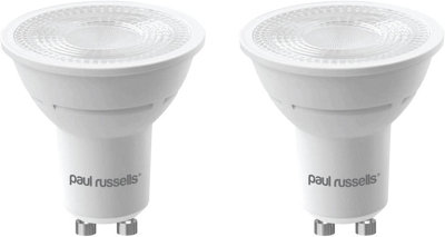 paul russells LED GU10 Dimmable Bulb, 4.5W 400 Lumens, 50w Equivalent, 2700K Warm White, Ceiling Spotlights, Pack of 2