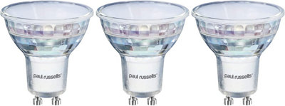 paul russells LED GU10 Light Bulb, 3.5W 290 Lumens, 25w Equivalent, 2700K Warm White, Ceiling Spotlights, Pack of 3