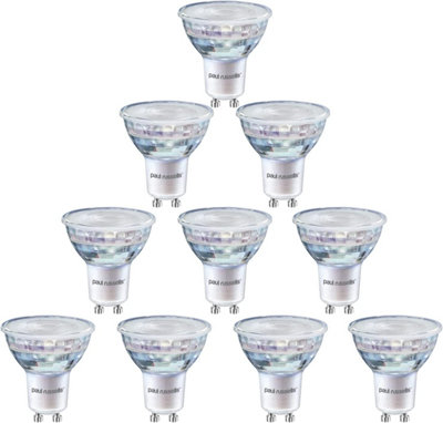 paul russells LED GU10 Light Bulb, 3W 230 Lumens, 35w Equivalent, 2700K Warm White, Ceiling Spotlights, Pack of 10