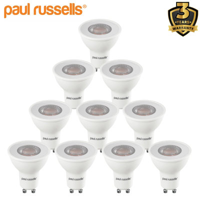 paul russells LED GU10 Light Bulb, 4.9W 480 Lumens, 60w Equivalent, 4000K Cool White, Ceiling Spotlights, Pack of 10