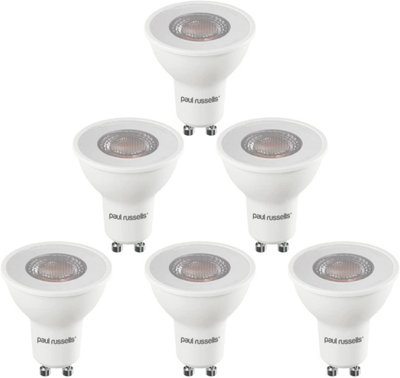 paul russells LED GU10 Light Bulb, 4.9W 480 Lumens, 60w Equivalent, 4000K Cool White, Ceiling Spotlights, Pack of 6