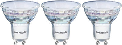 paul russells LED GU10 Light Bulb, 4.9W 550 Lumens, 40w Equivalent, 6500K Day Light, Ceiling Spotlights, Pack of 3