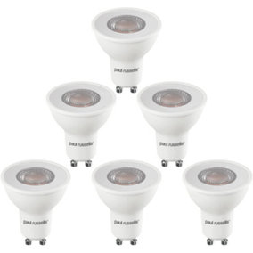 paul russells LED GU10 Light Bulb, 4W 345 Lumens, 50w Equivalent, 2700K Warm White, Ceiling Spotlights, Pack of 6