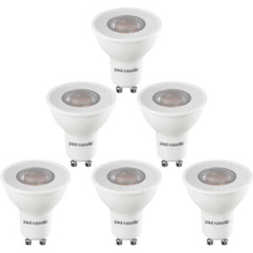 paul russells LED GU10 Light Bulb, 4W 380 Lumens, 50w Equivalent, 2700K Warm White, Ceiling Spotlights, Pack of 6